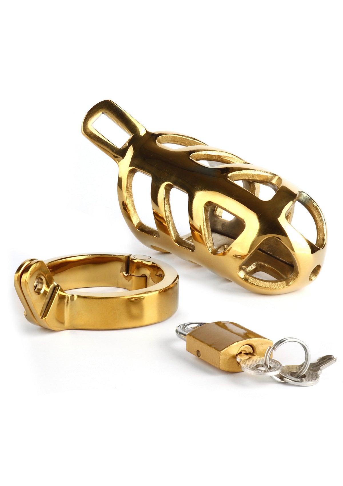 Mr. Steel Brutal Chastity Cage Gold - Cock Cage